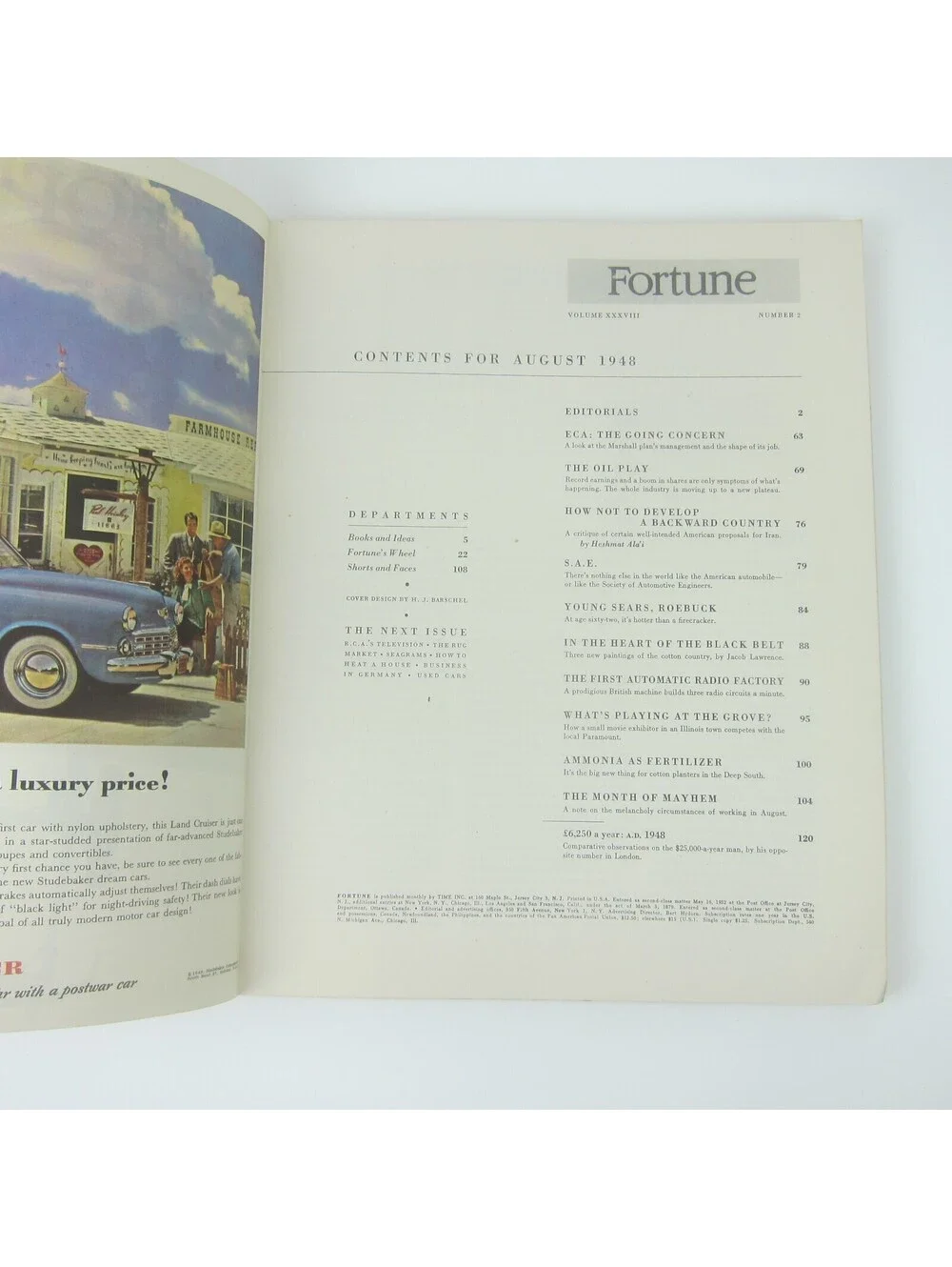 Vintage FORTUNE Magazine August 1948 Studebaker, Buick, Kodak, IW Harper Ads